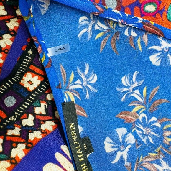 Kobi Halperin Women Mina Silk BOHO Top in Blue Size M Medium red wide sl… - Picture 7 of 8